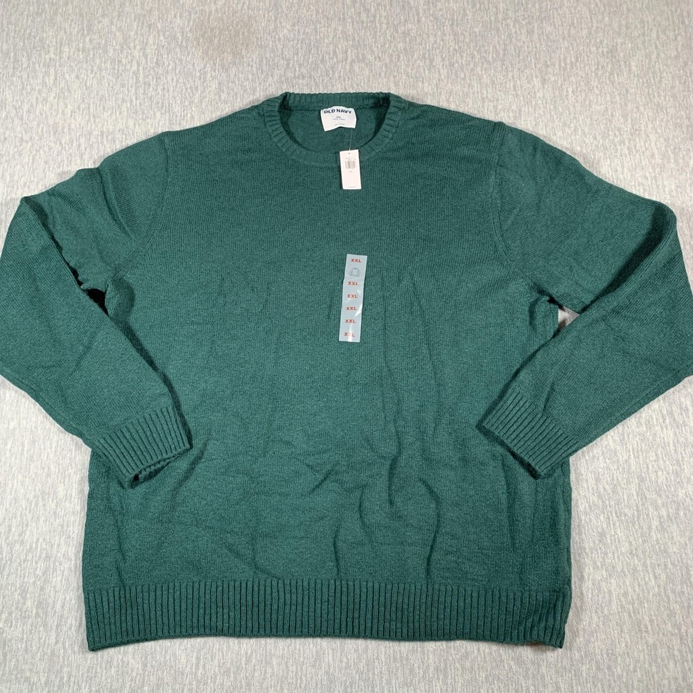 Old Navy Sweater Mens 2XL Green Crewneck Pullover Ribbed Knit Machine‎ Washable